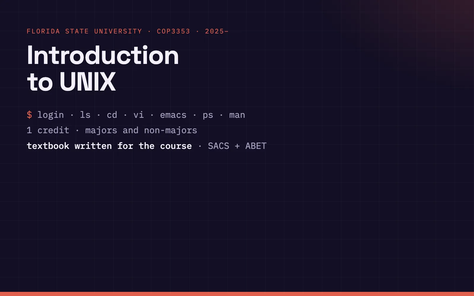 COP3353: Introduction to UNIX
