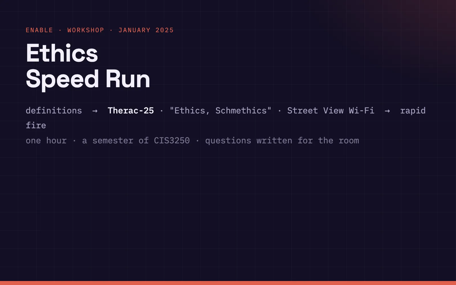 Ethics Speed Run