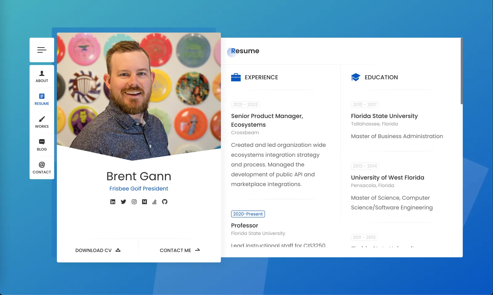 Brent Gann Resume Portfolio