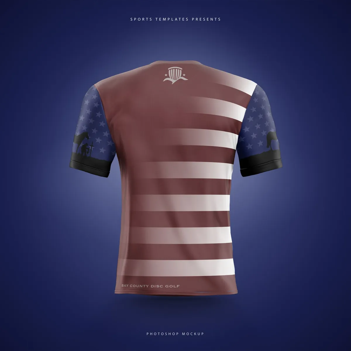 Majette Iron Man jersey back: the stripes continue with the club mark at the collar.