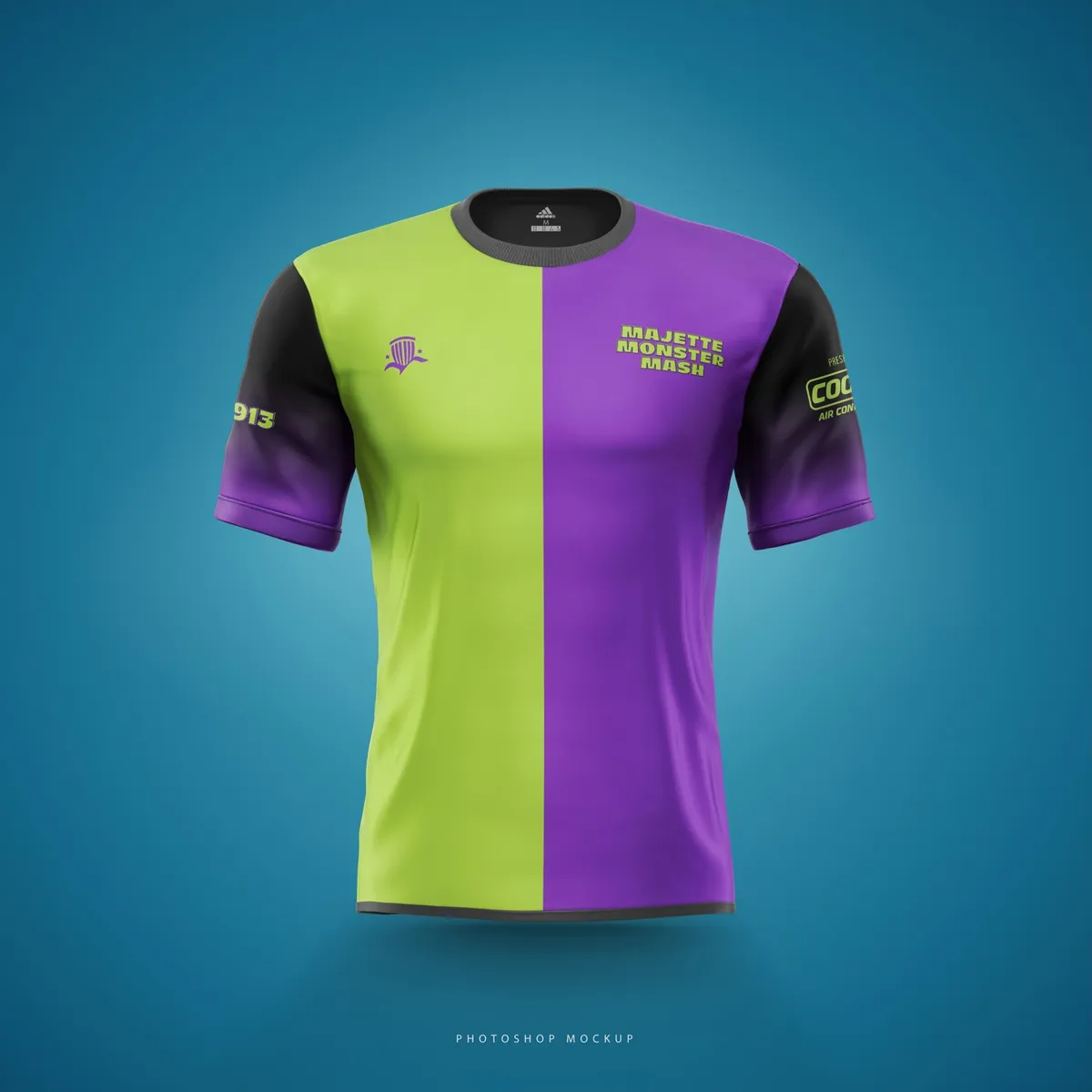 2024 Monster Mash alternate jersey: split lime green and purple with the club mark on the chest.