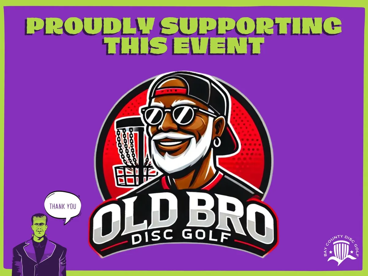 Monster Mash sponsor sign for Old Bro Disc Golf.
