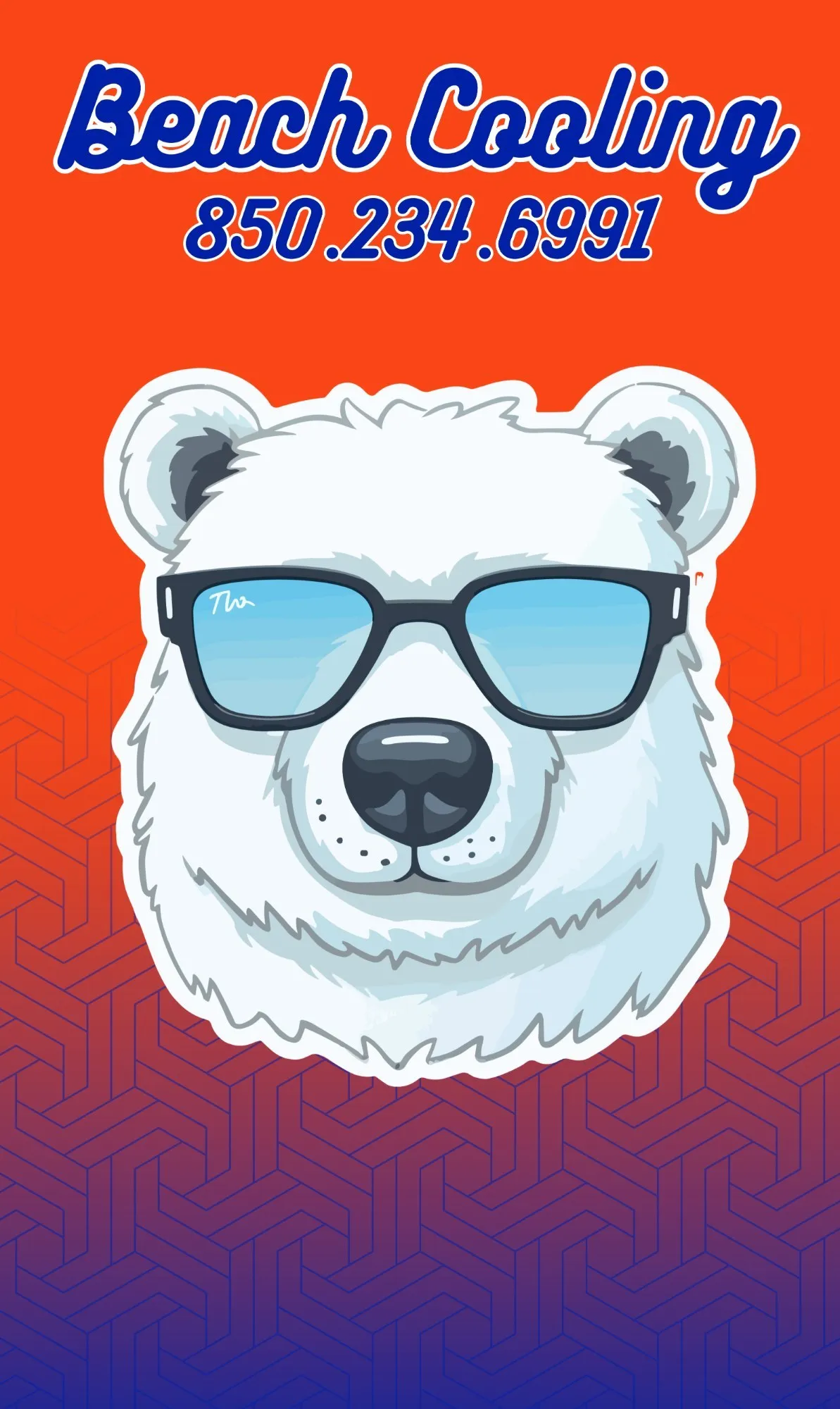Beach Cooling jersey, orange-to-purple sunset colorway with the bear and script.