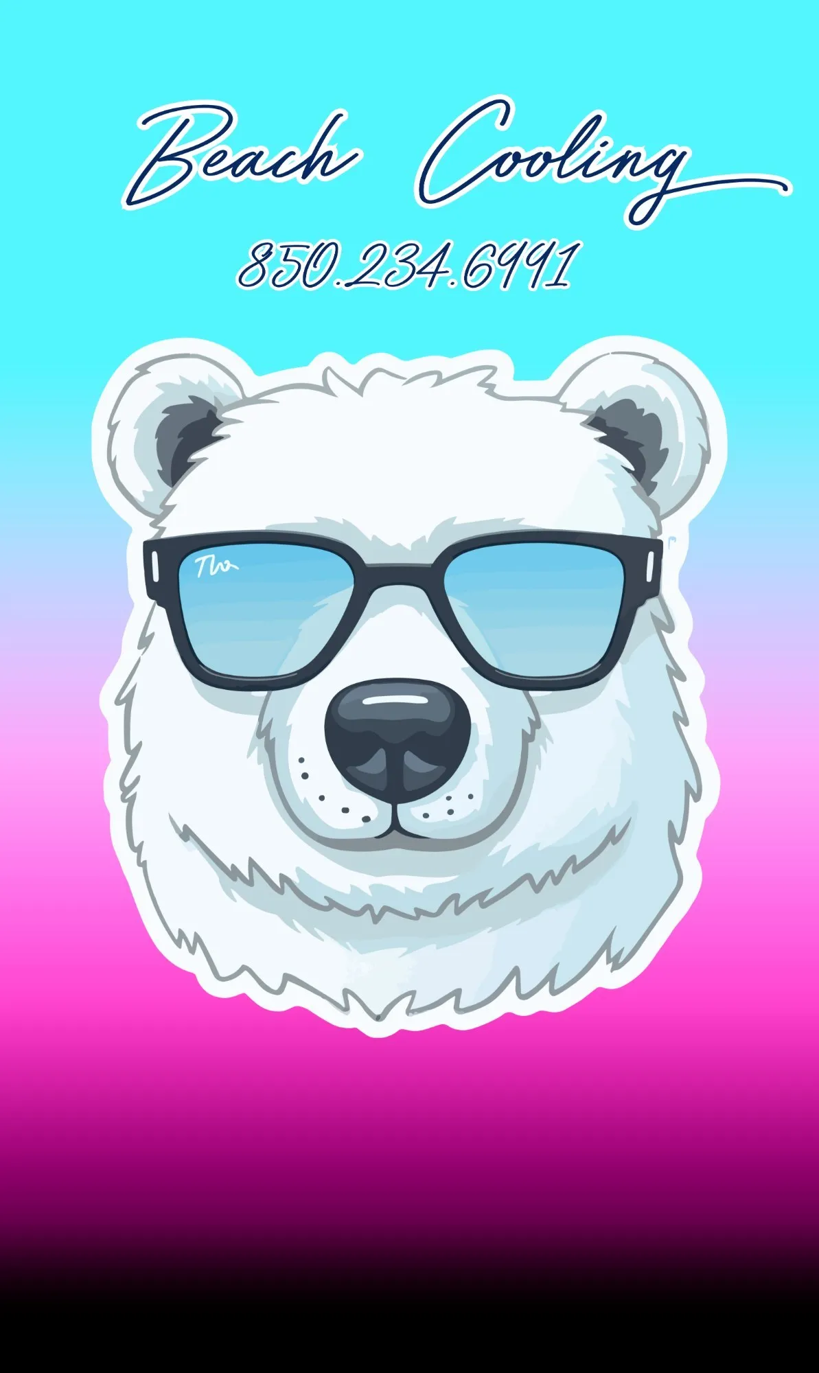 Beach Cooling jersey, retro pink and cyan gradient with the bear.