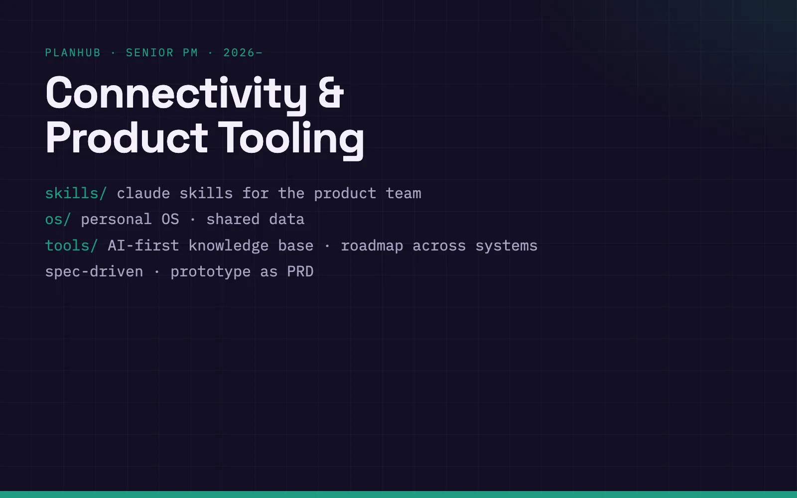 PlanHub Connectivity and Product Tooling
