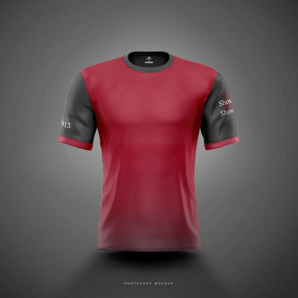 Show Up, Show Out jersey in Fayetteville colors: cardinal red body with a fade and grey sleeves.